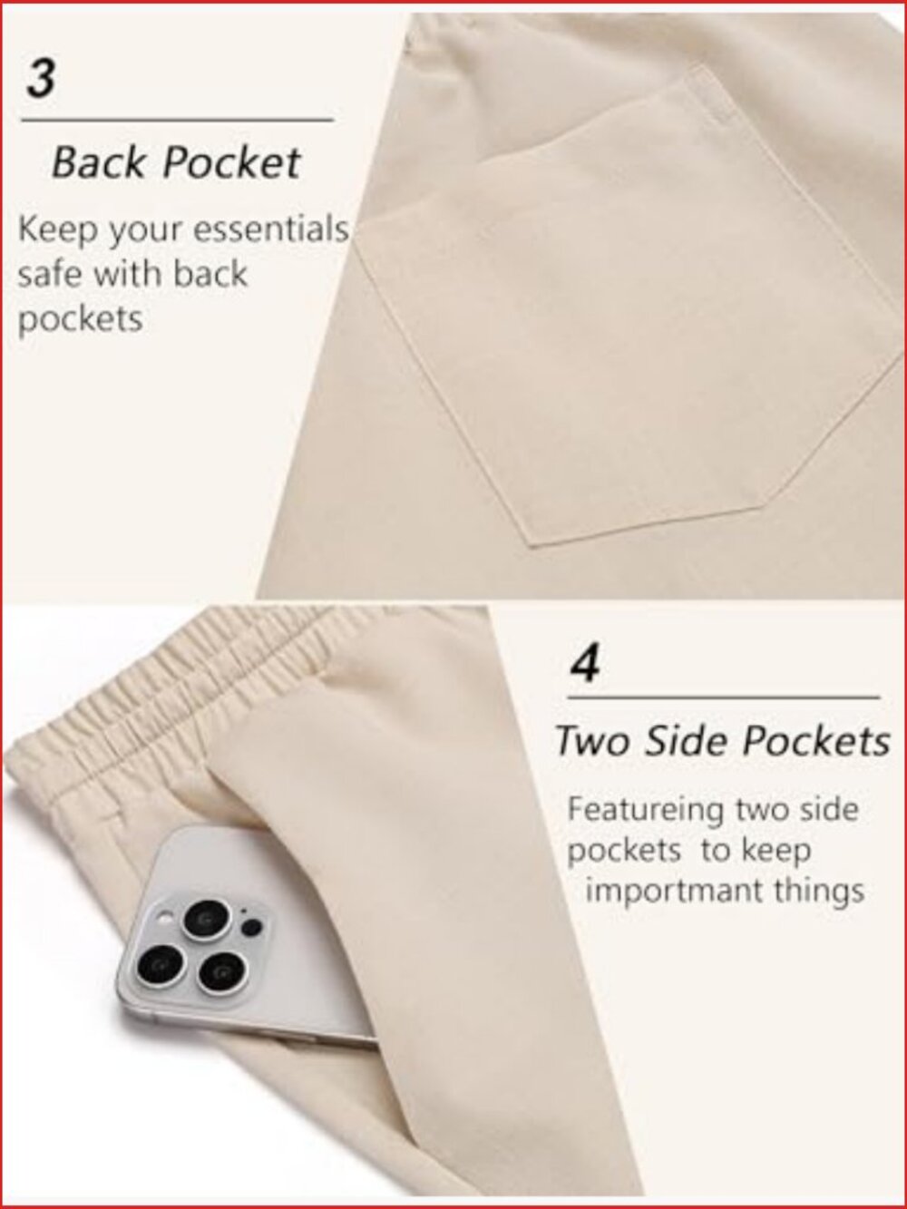 Mens Linen Casual Pants Lightweight Drawstring Beach Pants Elastic Waist Cropped - Picture 6 of 7